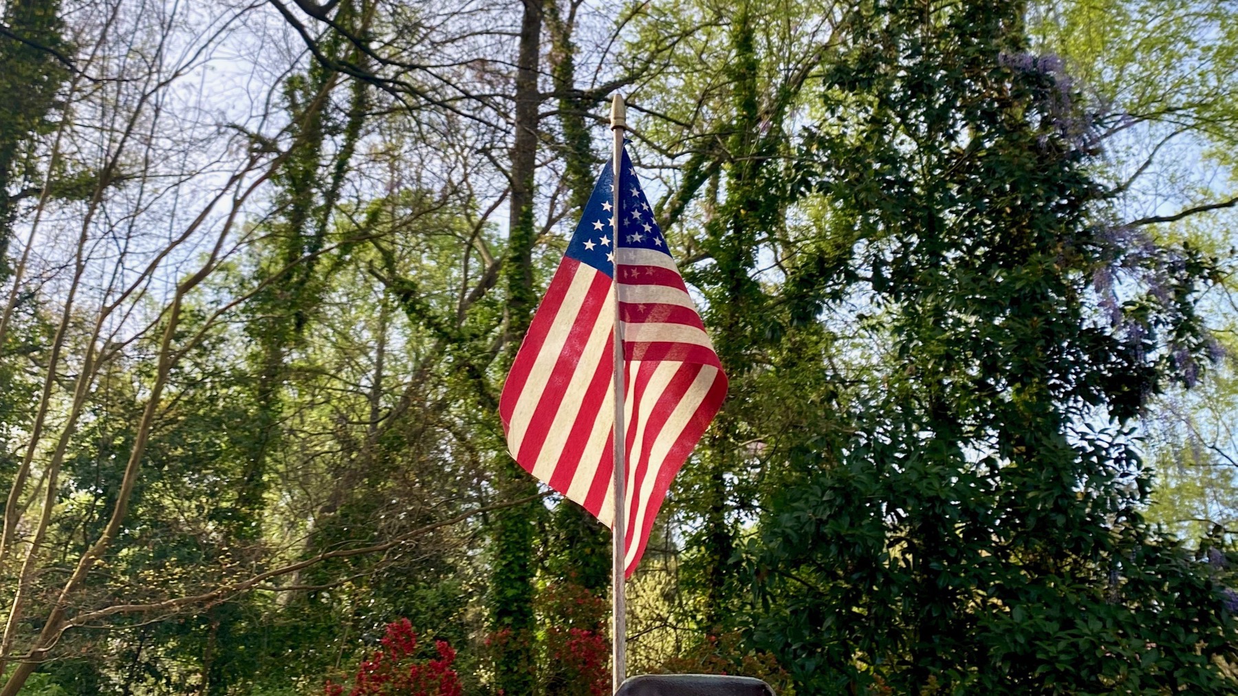 US flag backlit