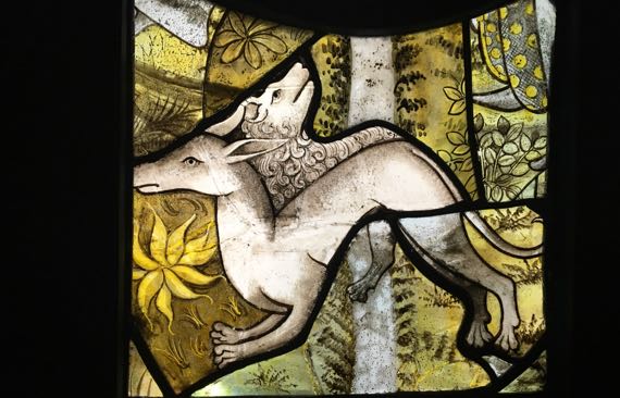 Cluny stainedglass two critters