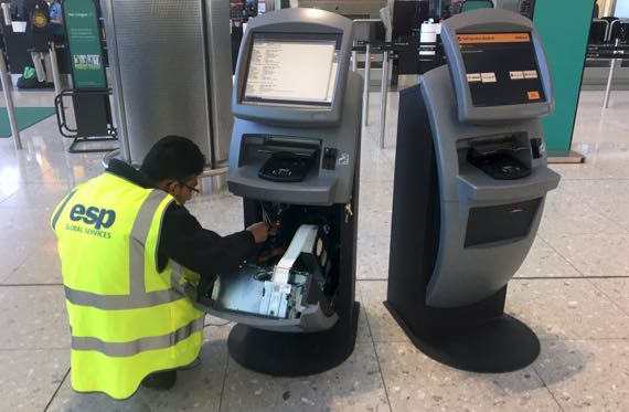 Airport check in kiosk exposed