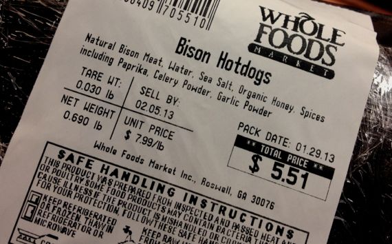 Bison hotdogs WF label
