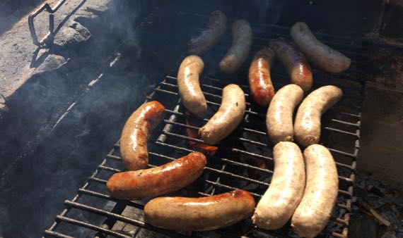 Brats on grill