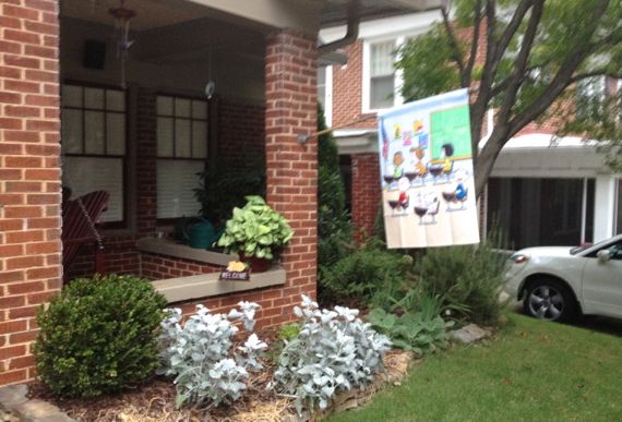 Charlie brown flag n welcome sign