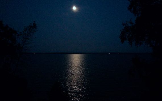 Moon over lake