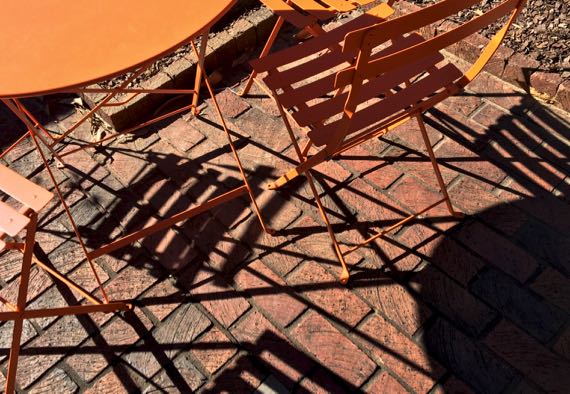 Orange outdoor table chairs