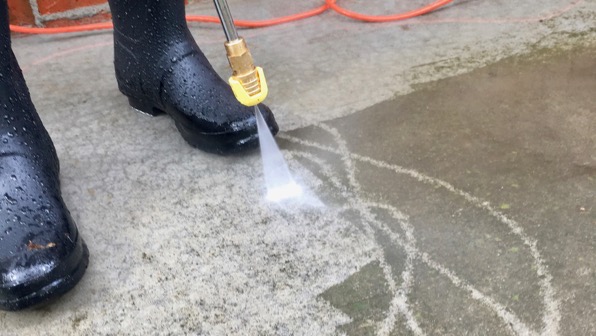 Pressure washing new boots