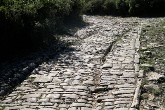 Roman road ambrussum in sun