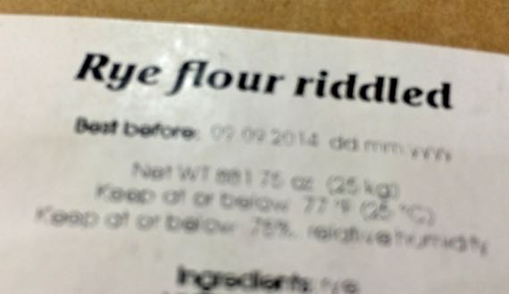 Rye flour riddled