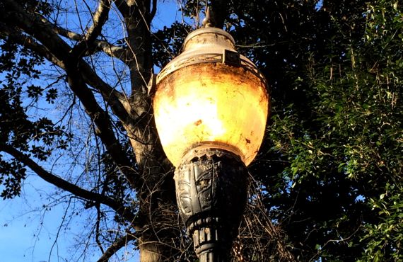 Streetlamp lit daytime