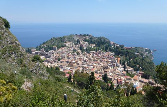 Taormina from maria rocca with trail