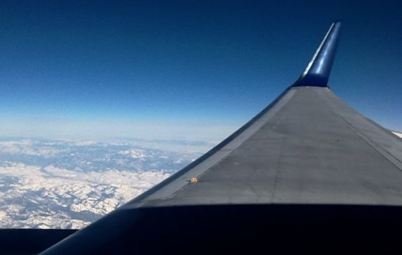 Wing view rockies N cont US